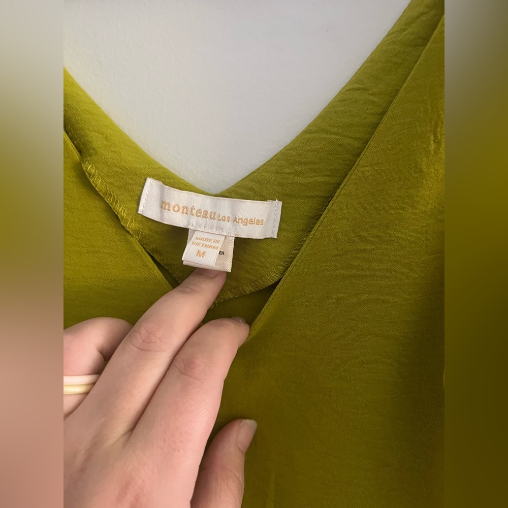 monteau Los Angeles Tie-Strap V-Neck Dress – Medium – Green - Picture 3 of 6